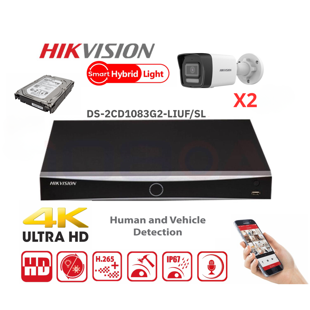 Kit caméra HIKVISION 4x Canaux -8MP Value G2 Serie Dual Light MD2.0 - 2 ...